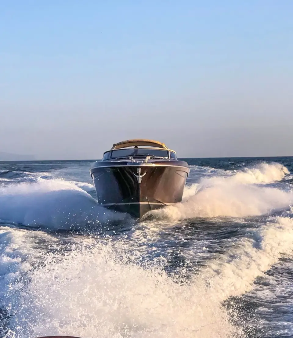 Private boat moving through the sea